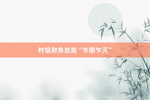 村级财务岂能“乍明乍灭”