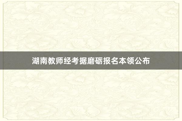 湖南教师经考据磨砺报名本领公布