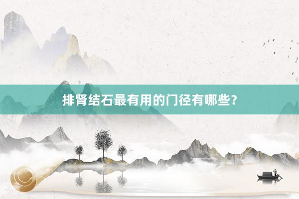 排肾结石最有用的门径有哪些？